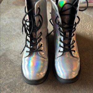 Holographic Lace-Up Boots